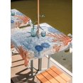 thumbnail image 2 of Outdoor Tablecloth with Umbrella Hole for Patio/Picnic/Party/Camping, Navy Blue Coastal Waterproof Table Cloth Square Cover Washable, Nautical Summer Beach Ocean Coral Wooden (54"x 54"), 2 of 9