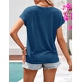 thumbnail image 5 of Merokeety Womens Summer V Neck Lace Pleated Blouses Tunic Tops DarkBlue m, 5 of 5
