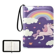 400 Pockets Trading Cards Album,Card Binder 4-Pocket, Cards Collector Album Holder Fits 400 Cards with 50 Removable Sheets Unicorns and Rainbows Cloud