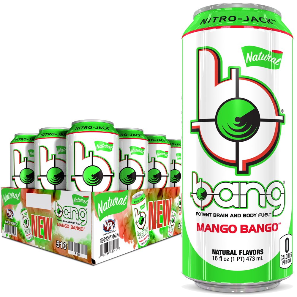 Bang Natural Mango Bango Energy Drink, 16 oz Cans, 12 Count Walmart