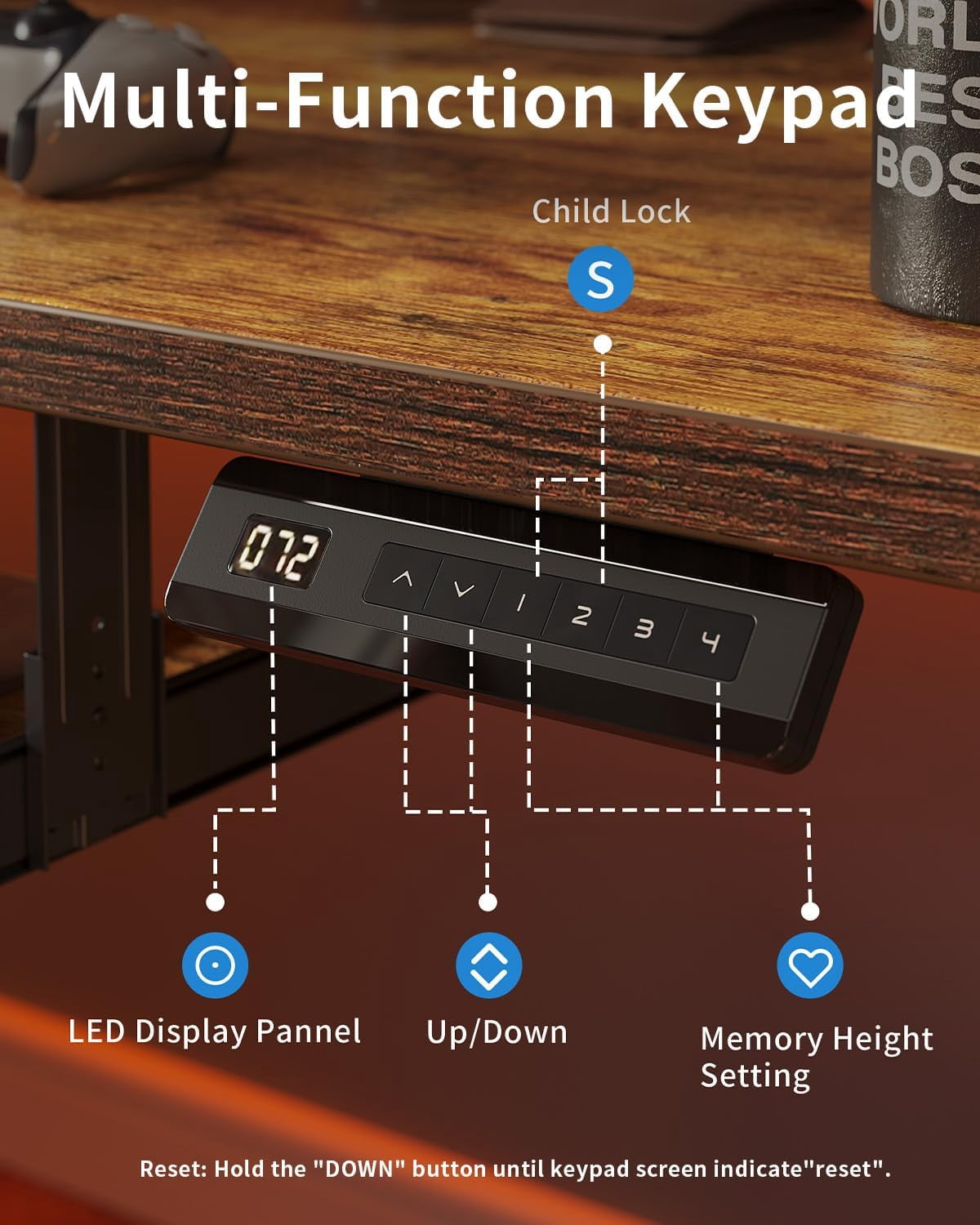 DESINO Standing Desk with Keyboard Tray, 63 x 24 inch Height Adjustable Electric Standing Desk, Sit Stand Up Desk, Computer Office Desk, Rustic Brown