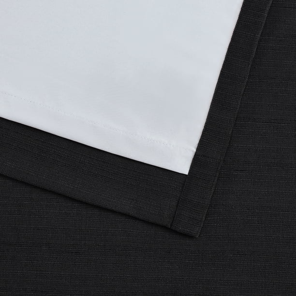 SUN+BLK Black 100% Blackout Linen Curtain Set, 2 Panel Set