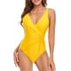 thumbnail image 1 of Traje de baño Cintura ajustada Vendaje Cuello en V Chaleco con cordón Sin mangas Traje de baño encantador para mujer Amarillo XL, 1 of 6