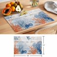 thumbnail image 6 of Orange Navy Blue Coral Placemats Set of 6 Summer Beach Coastal Ocean Wooden Place Mats Indoor Wipeable Table Mats Washable Cloth Dining Table Placemats for Kitchen Holiday Party Home Decor 13x19 Inch, 6 of 9