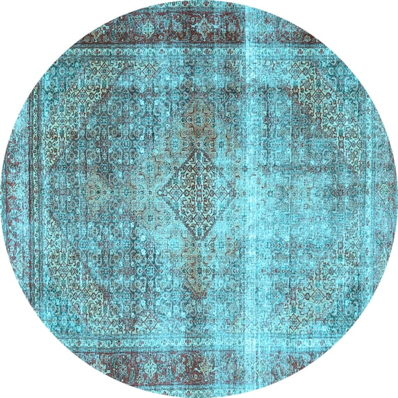 Ahgly Company Indoor Round Persian Light Blue Traditional Area Rugs, 8' Round