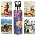 thumbnail image 7 of Yayeee 20oz Insulated Water Bottle Double Wall Stainless Steel with Flip Straw Lid, Blooming Flowers Pattern, 7 of 7