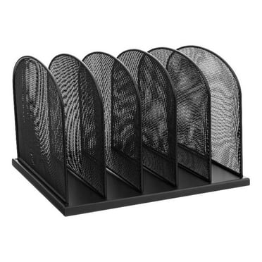 Safco Onyx Black Steel Metal Mesh Desk Organizer with 5 Upright Sections