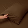 thumbnail image 3 of Extra Deep Pocket 4-Piece Bed Sheets Set , 18"-24" Super Deep Fitted Sheet, Fits High Profile Mattresses with Toppers, Hotel Luxury Soft Double Brushed Microfiber, Hypoallergenic - Full, Chocolate, 3 of 7