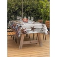 thumbnail image 3 of Outdoor Table Cloth with Umbrella Hole and Zipper, Farmhouse Waterproof Rectangle Tablecloth 60"x102", Retro Country Star Berry Vintage Wood Grain Washable Table Cover for Outside Party Patio Picnic, 3 of 7