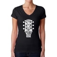 thumbnail image 1 of Women's Word Art V-Neck T-Shirt - Guitar Head Music Genres, 1 of 2