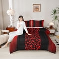 thumbnail image 4 of Homewish Red Leopard Print Bedding Comforter Set for Female, Chic Stripe Abstract Twin Comforter Sets, Modern Fashion Art Reversible Bedding Set, Ultra Soft Bedroom Decor, 2pcs, 4 of 8