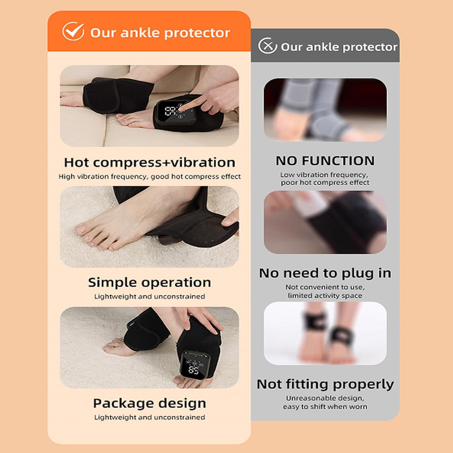 Naxir Foot Revive Massager - Portable Triple Method Ankle Wrap with Heat, 3 Vibration Modes, Lightweight Foot Pain Relief for Home, Office & Travel