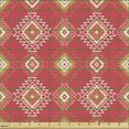 thumbnail image 2 of Folk Fabric by the Yard, Continuous Pattern of Boho Zigzag Lines Rhombuses, Decorative Upholstery Fabric for Sofas and Home Accents, Coral Beige by Ambesonne, 2 of 5