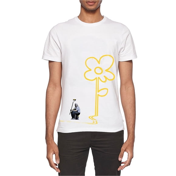 Elevenparis Hombre Flower Art Camiseta gráfica blanca M