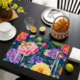 thumbnail image 4 of Pioneer Flower Floral Print Pattern Summer Placemats Table Placemats Set Of 4-Linen Kitchen Washable Placemats Table Mats 12x18 Inch Non-Slip Heat Resistant, 4 of 5