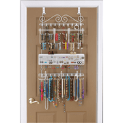 Longstem Jewelry Organizer Hanging Door/Wall Closet Storage for Earrings, Bracelets, Necklaces and more in White