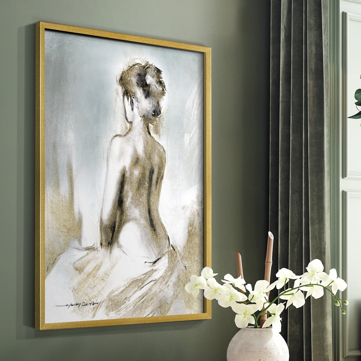 Figure in Golden Light II in Paper Solid Wood 8 x 10 Framed Print