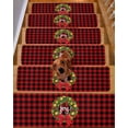 thumbnail image 2 of Christmas Wreath Stair Treads for Wooden Steps Indoor Runner Rug Carpet, Xmas Balls Pine Bow Red Buffalo Plaid 10 Pieces Peel and Stick Staircase Step Treads Covers Washable Throw Door Mats, 30"x8", 2 of 7