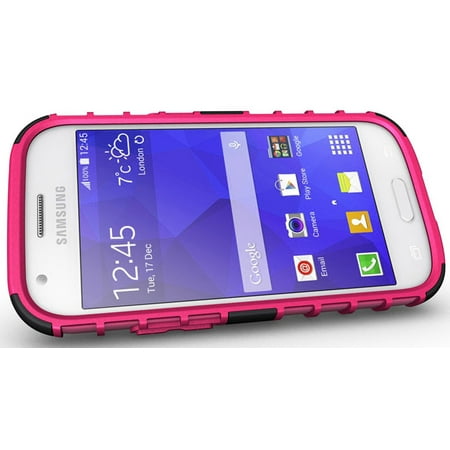 NAKEDCELLPHONE PINK GRENADE GRIP RUGGED TPU SKIN HARD CASE COVER STAND FOR SAMSUNG GALAXY ACE STYLE LTE SM-G357FZ PHONE (aka ACE 4 SM-G357)