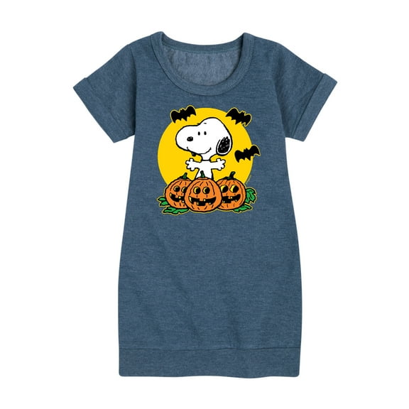 Peanuts - Snoopy Pumpkin Patch - Toddler And Youth Girls Fleece Dress
