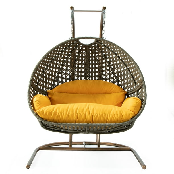 LeisureMod Wicker Hanging Double Egg Swing Chair - Walmart.com