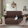 thumbnail image 2 of U-NICE HOME Reversible Loveseat Cover Machine Washable Couch Slipcover Furniture Protector for Dogs with Elastic Straps Water Repellent, Loveseat small Size, Chocolate/Chocolate, 2 of 6