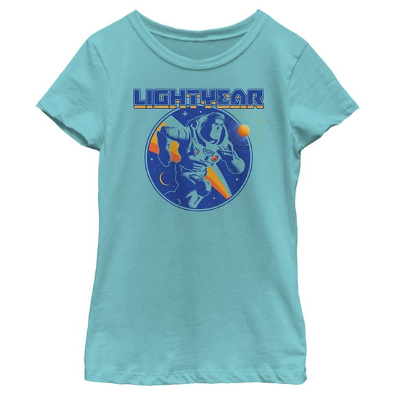 Girl's Lightyear Retro Logo  Graphic Tee Tahiti Blue X Small