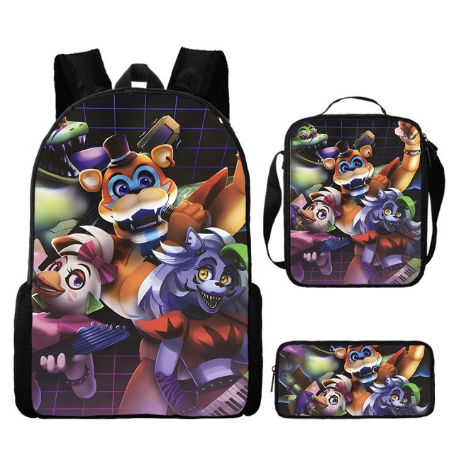 Teenage Student Backpack Simple Large Capacity Schoolbag Cartoon Satchel Pencil Case Three-piece Set-week