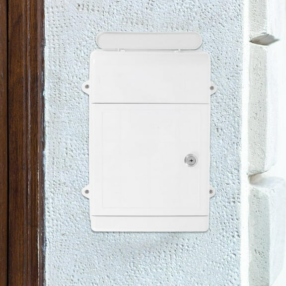 KONTONTY Weatherproof Wall Mount Mailbox in White Plastic for Letter Storage