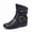 Black, variant on Women's Slouch Ankle Boots, Vintage Metal Buckle Flat Booties, Round Toe Casual Comfort Low Heel Boots
