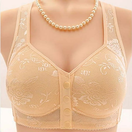 YEJIMAN Bras for Women Front Closure Bras Comfort Breathable Plus Size Daily Bras No Underwire Full Support  Beige Long Underwear Women  Cotton Womens Underwear Cotton
