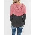 thumbnail image 4 of Hoodies Woman Women's Casual Color Block Hooded Long Sleeve Loose Pullover Tops, 4 of 6