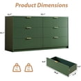 thumbnail image 2 of FURNIWAY 6 Drawer Dresser for Bedroom, 55" Wide Modern Chest of Drawers with Gold Metal Handles, Fluted Wood Clothes Storage Organizer & Cabinet for Living Room, Hallway, Green, 2 of 7