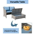 thumbnail image 2 of Outdoor Wicker Love Seat and Coffee Table Set, Weather Resistant Grey Rattan, Patio Furniture with Navy Blue Cushions & Storage Bin, 2 of 7