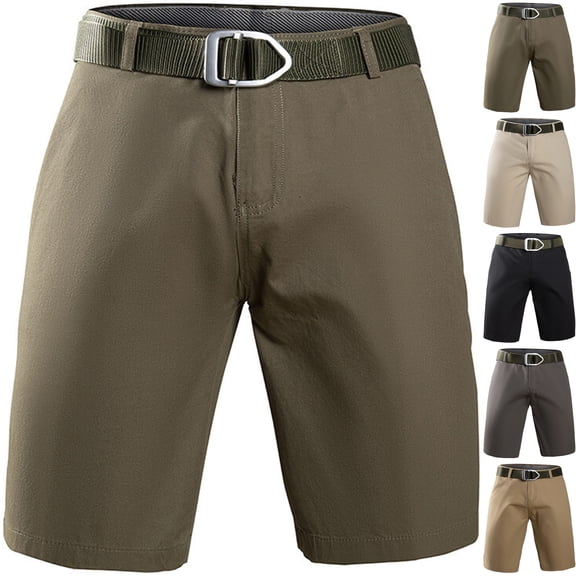 Men's 10" Inseam Cotton Twill Chino Golf Shorts, Business Casual Regular Fit Knee Length Short Pants Flat Front Walking Shorts for Work with Pockets, No Belt Included