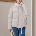 thumbnail image 2 of Gibobby Chamarra mujer invierno, Abrigos de plumón para mujer, con cuello alto, resistentes al agua, ligeros, chaquetas de parkas para mujer, chamarra de plumón(Blanco,G), 2 of 5
