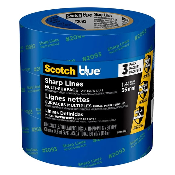 Cinta de pintor ScotchBlue Sharp Lines, 36 mm x 55 m, 3 rollos