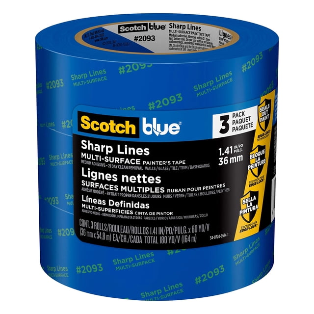 Cinta de pintor ScotchBlue Sharp Lines, 36 mm x 55 m, 3 rollos