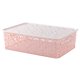 thumbnail image 4 of Caja de almacenamiento apilable de plástico, con diseño retro, hueca y tapa, para ropa, cosméticos, papeles, juguetes, tamaño grande (rosa), 4 of 7