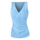 thumbnail image 2 of Gibobby Playeras Mujer Camisetas Cuello V Camiseta suelta informal con cuello en V para mujer, blusa manga corta con estampado(Azul,CH), 2 of 4