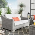 thumbnail image 2 of Lounge Loveseat Sofa, Rattan, Wicker, Light Grey Gray White, Modern Contemporary Urban Design, Outdoor Patio Balcony Cafe Bistro Garden Furniture Hotel Hospitality, 2 of 8