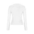 thumbnail image 5 of TKLPEHG Womens Long Sleeve Tops Casual Button Crew Neck Basic Tops Classic Solid Color Loose Lightweight Fashion Leisure Comfy Blouse (White,S), 5 of 7