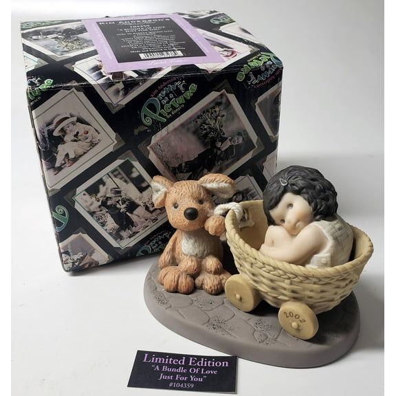 Kim Anderson's Pretty As A Picture "A Bundle of Love Just for You" Girl In Basket Wagon Figurine 104359