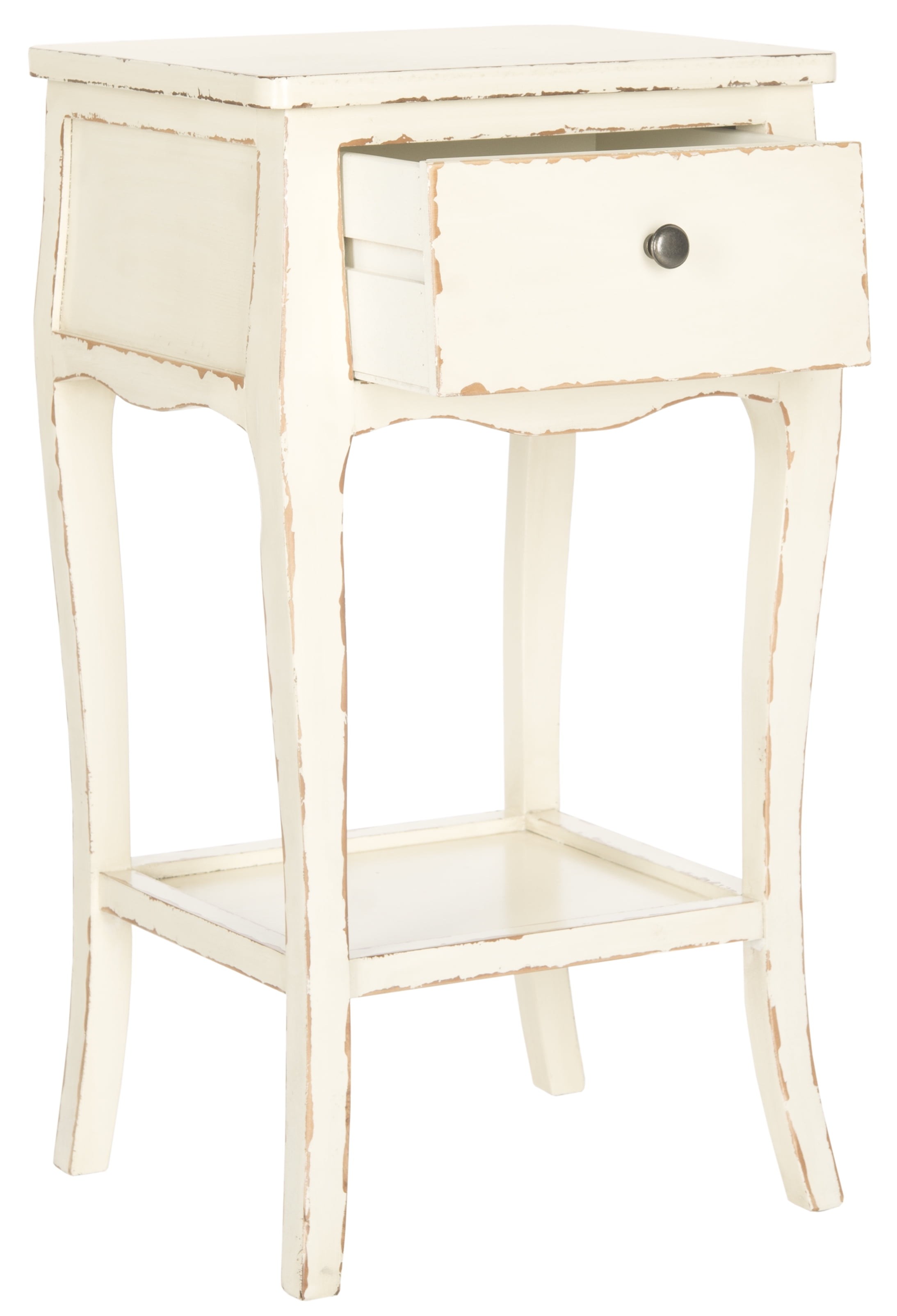SAFAVIEH Thelma Solid Rustic End Table with Storage Drawer, Vintage Cream