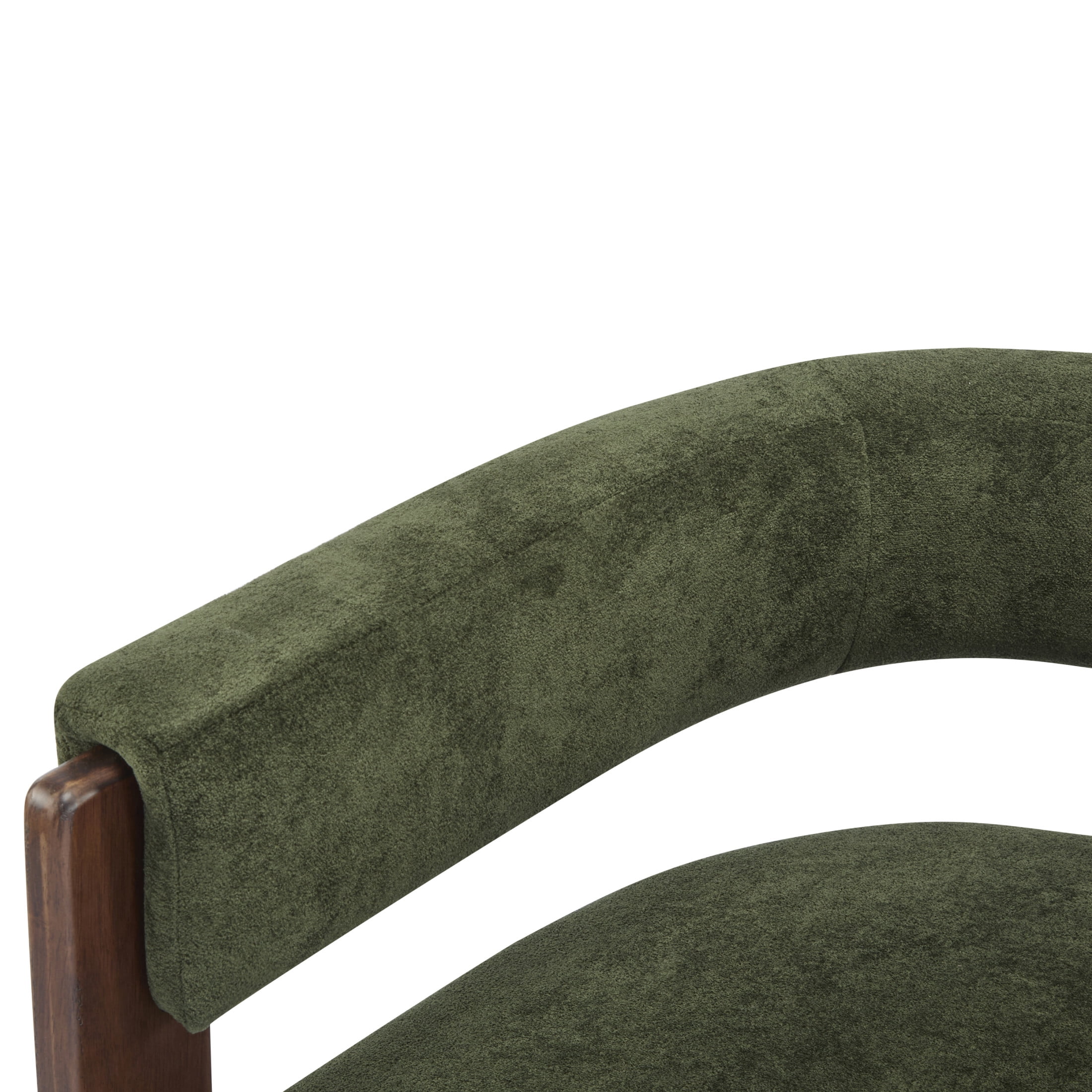 Eryndor Modern Velvet Upholstered Accent Arm Chair, Solid Wood Frame, Green + Walnut