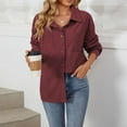 thumbnail image 2 of Corduroy Fall Outerwear for Womens Oversized Button Down Shirt Casual Long Sleeve Lapel Collared Work Blouses Solid Jackets, 2 of 8