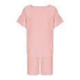 thumbnail image 6 of Mgmyaa Girls Summer 2-Piece Outfit Sets Comfortable Short Sleeve Round Neck T-Shirt and Elastic Waist Shorts Set for Kid, 6 of 8