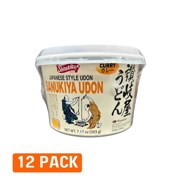 SHIRAKIKU Instant Sanukiya Udon Noodle Bowl Curry Flavor, 7.17 oz, 12 pack