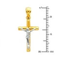 thumbnail image 2 of Wellingsale 14K Two 2 Tone White and Yellow Gold Polished Religious Catholic Crucifix Charm Pendant, 2 of 4