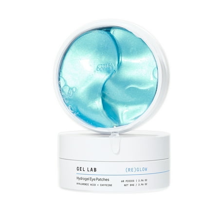 GEL LAB REGLOW Hyaluronic Acid & Caffeine Under Eye Gel Patches – Korean Hydrating Eye Mask for Wrinkles, Dark Circles, and Puffiness – 60 Gel Eye Patches